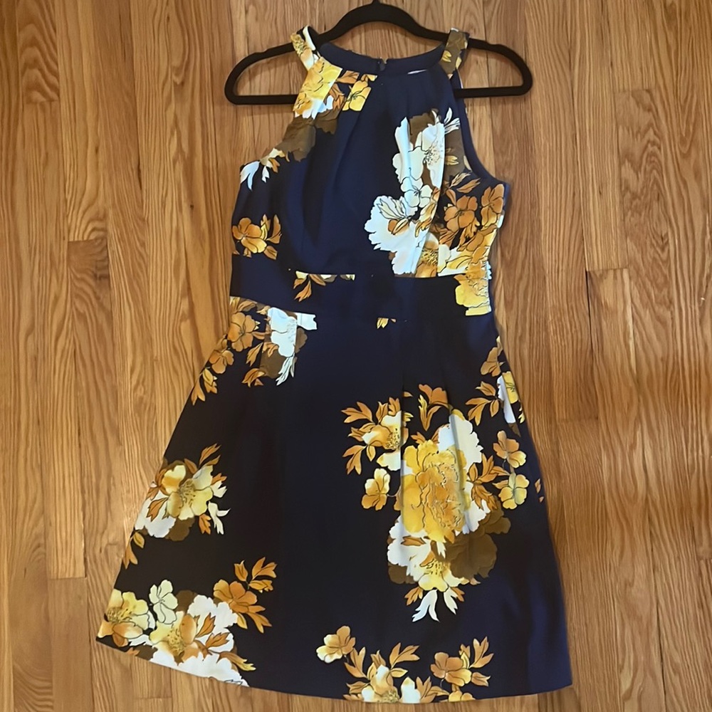 Navy and gold floral sundress, size 10
